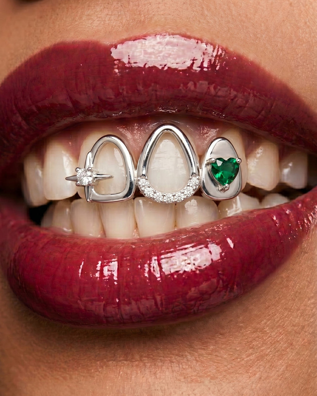 Crystal Star & Heart Triple-Tooth Grill