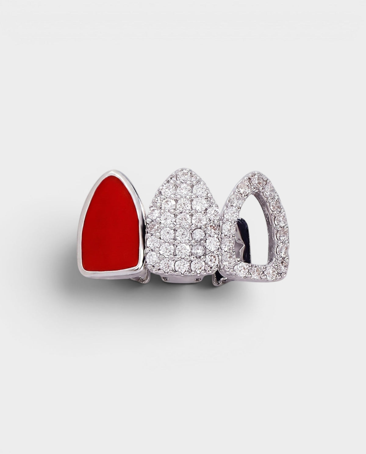 Crystal Pavé & Enamel Triple-Tooth Grill