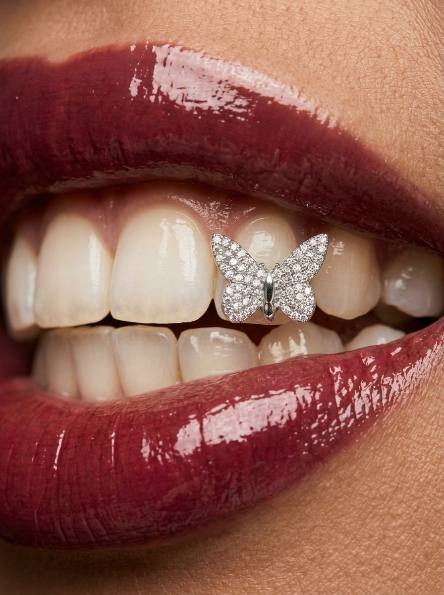 Butterfly Crystal Stone Tooth Grill