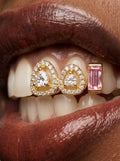 Heart Crystal Pavé & Pink Baguette Tooth Grill Set