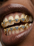 Blue Crystal Heart Bar Tooth Grill Set