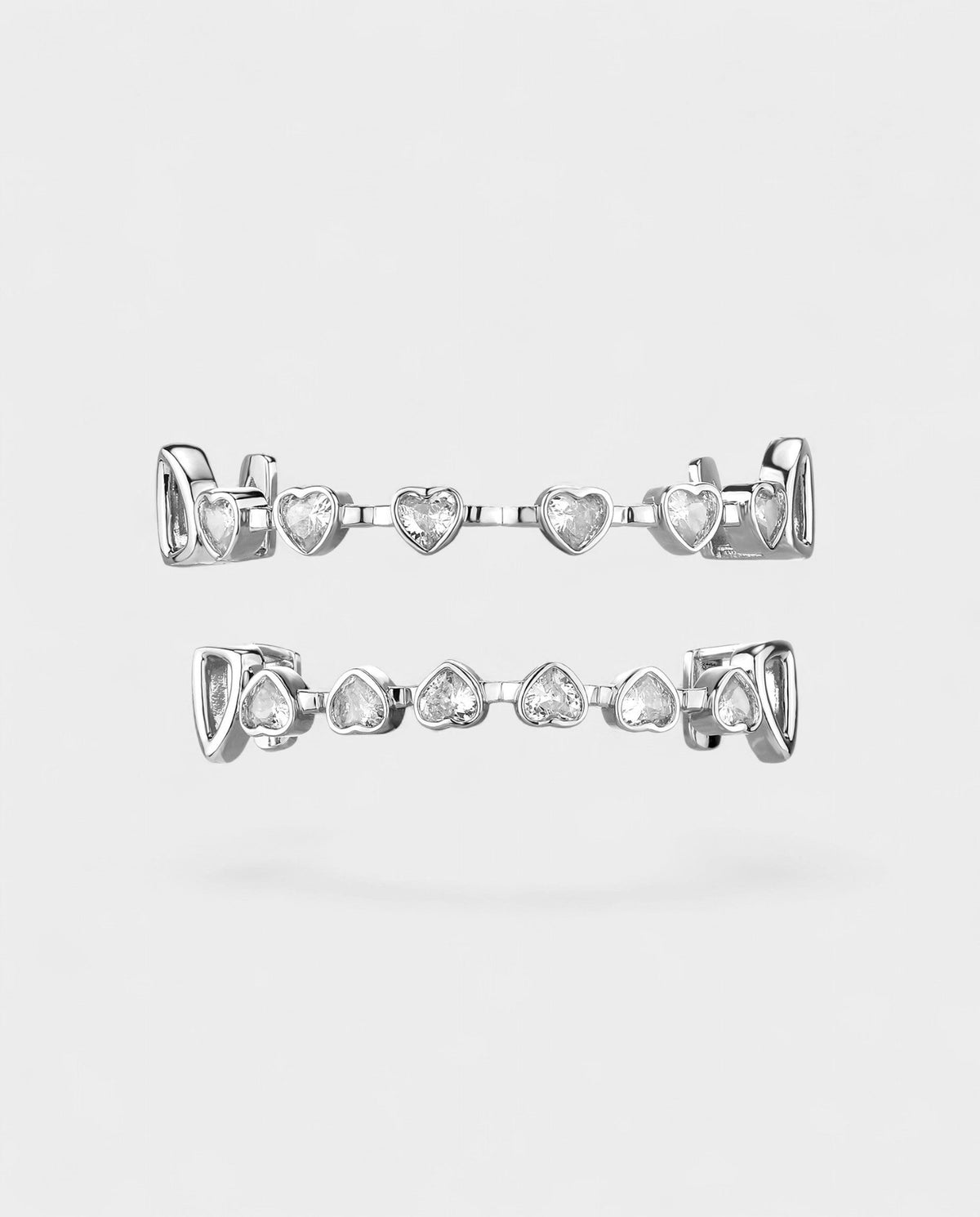 Double Row Heart Crystal Bar Tooth Grill