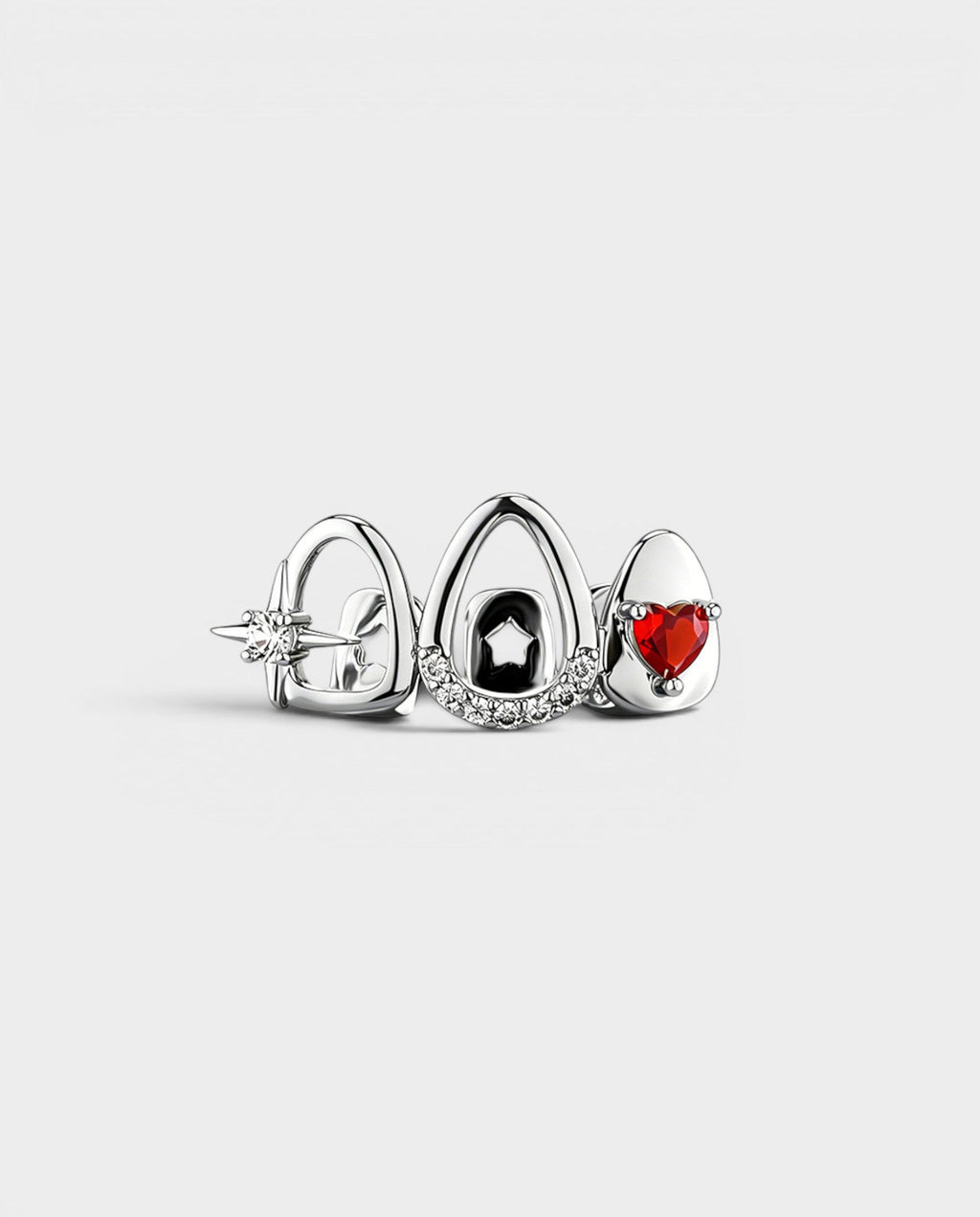 Crystal Star & Heart Triple-Tooth Grill
