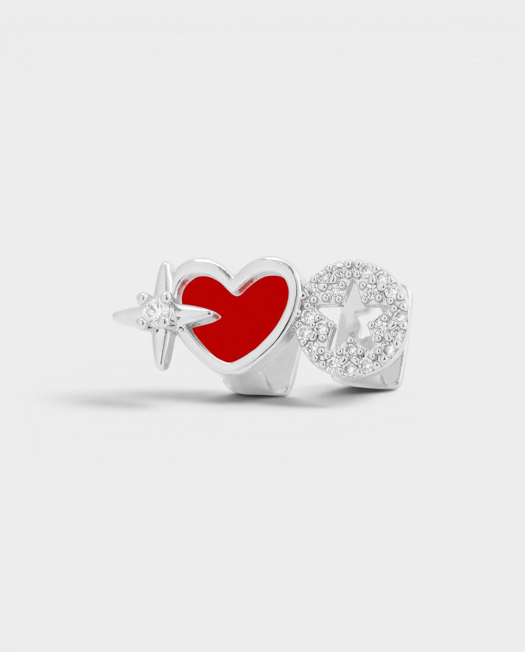 Crystal Star Heart Pavé Double-Tooth Grill