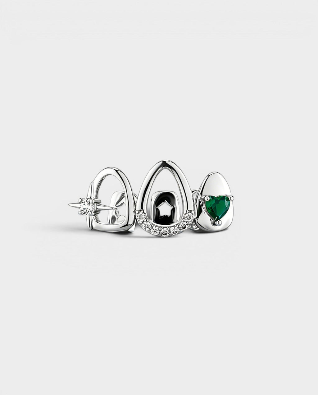 Crystal Star & Heart Triple-Tooth Grill