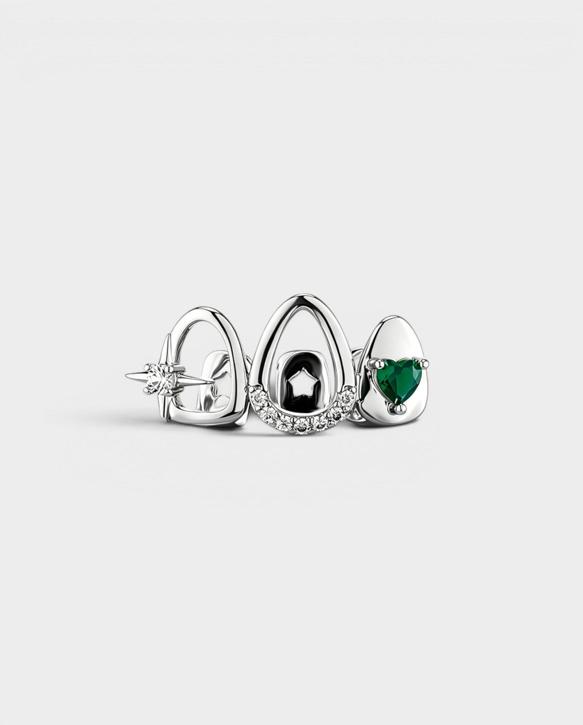 Crystal Star & Heart Triple-Tooth Grill