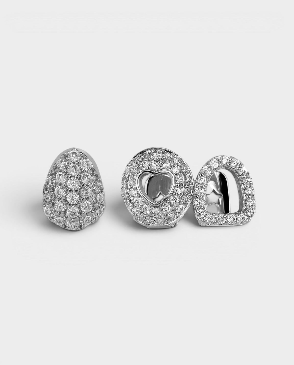 Heart Cutout Crystal Pavé Tooth Grill Set