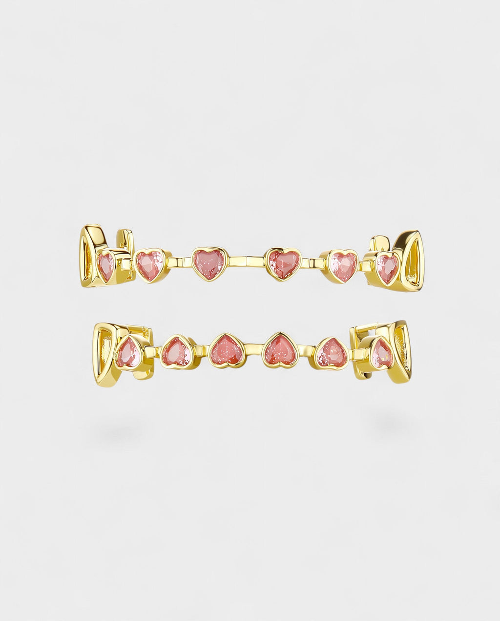 Double Row Heart Crystal Bar Tooth Grill