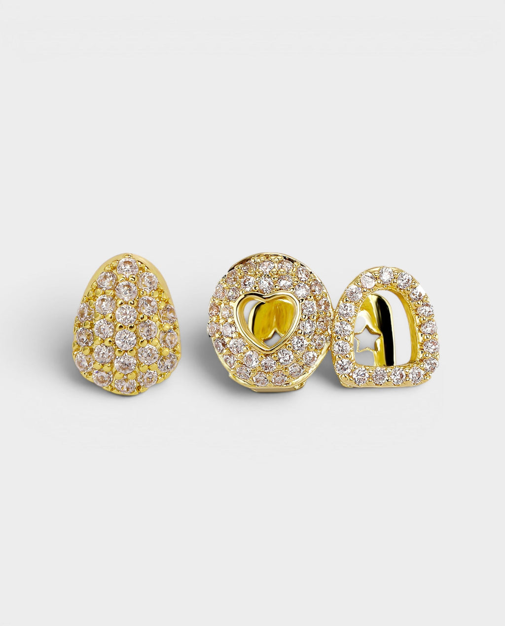 Heart Cutout Crystal Pavé Tooth Grill Set