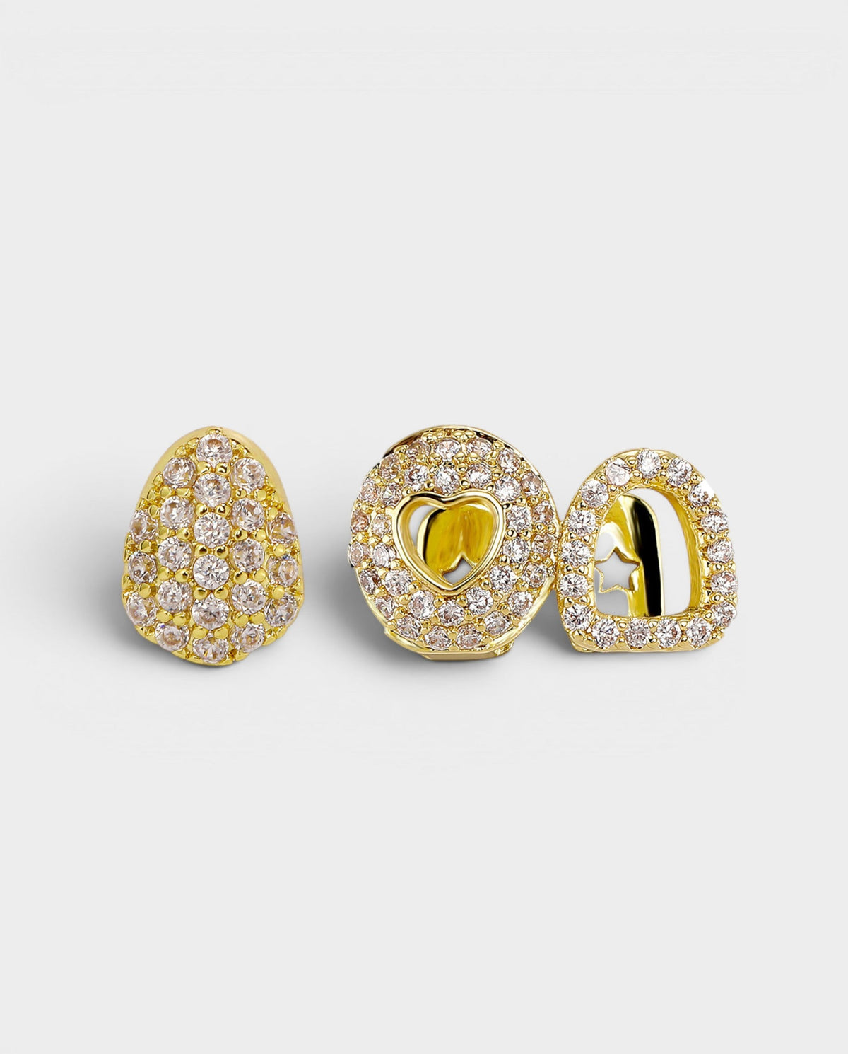 Heart Cutout Crystal Pavé Tooth Grill Set