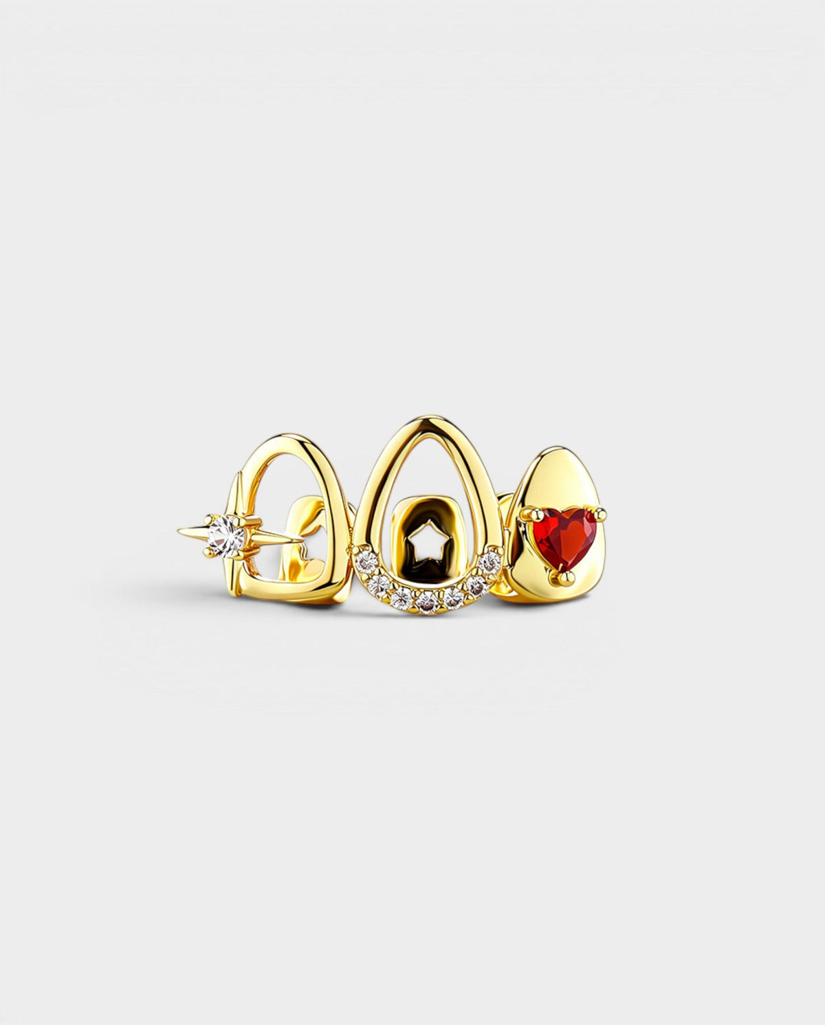 Crystal Star & Heart Triple-Tooth Grill