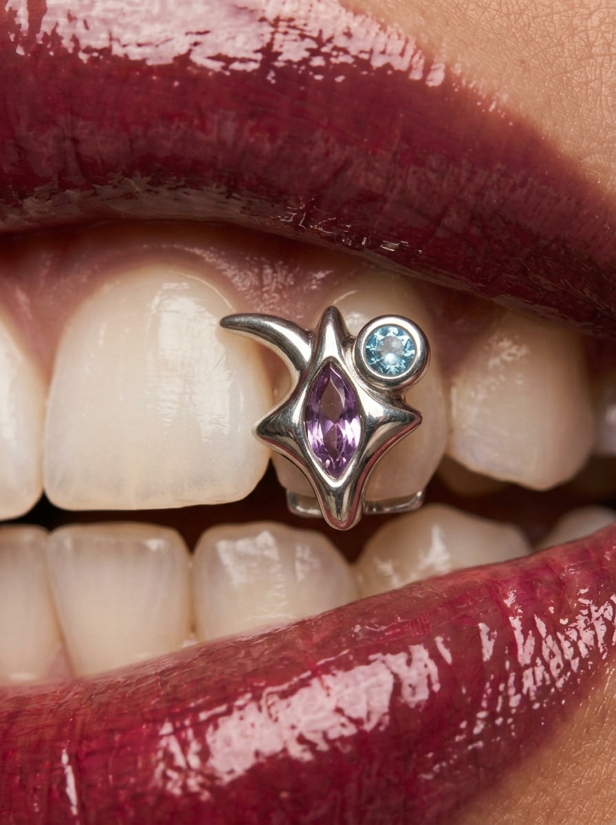 Crescent Star Crystal Single-Tooth Grill