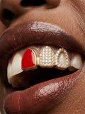 Crystal Pavé & Enamel Triple-Tooth Grill
