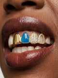 Turquoise Crystal Pavé Four-Tooth Grill