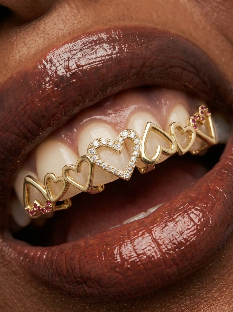 Crystal Heart Chain Tooth Grill
