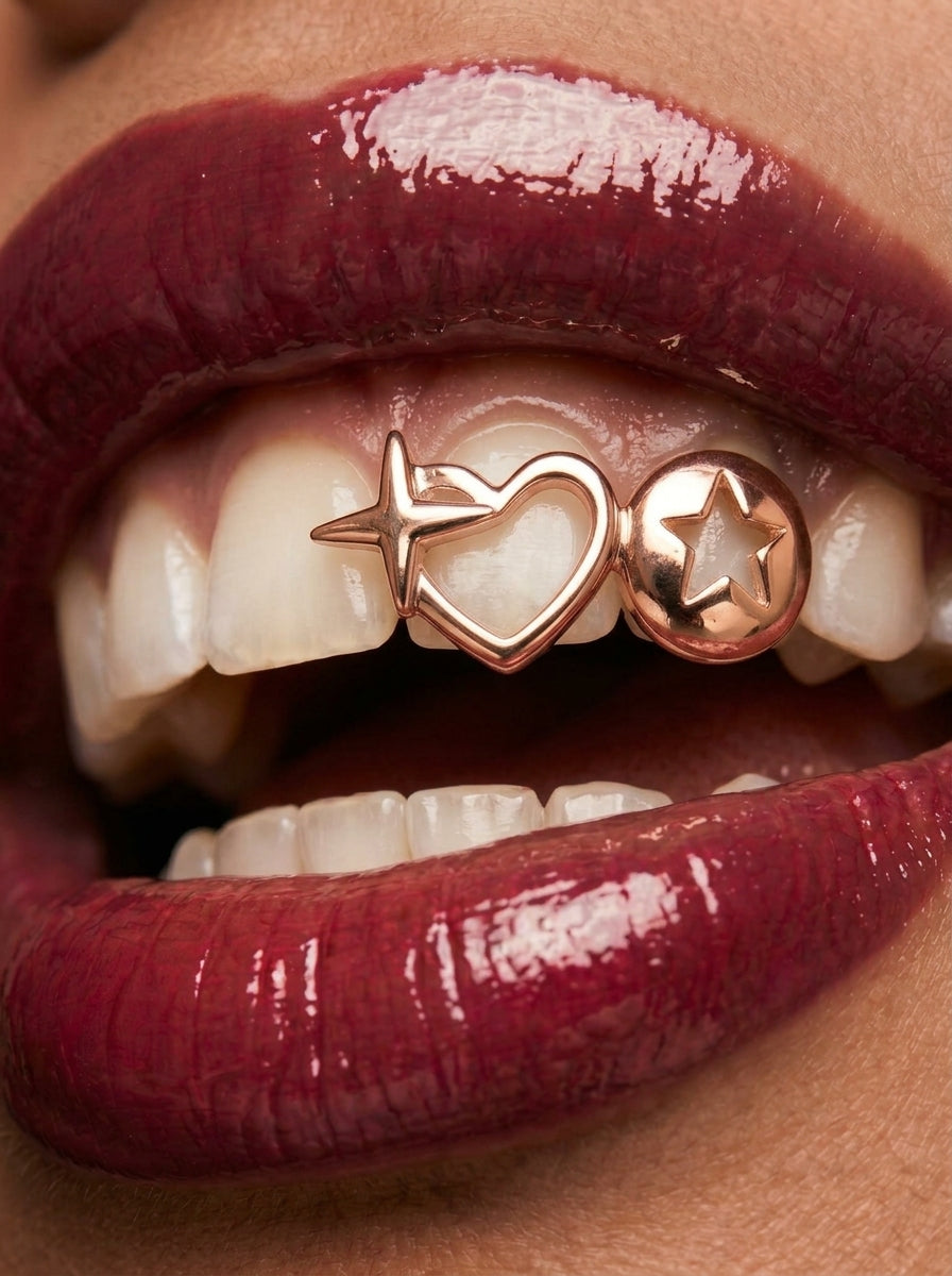 Celestial Heart & Star Double-Tooth Grill