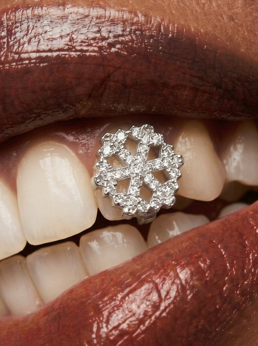Crystal Snowflake Pavé Single-Tooth Grill