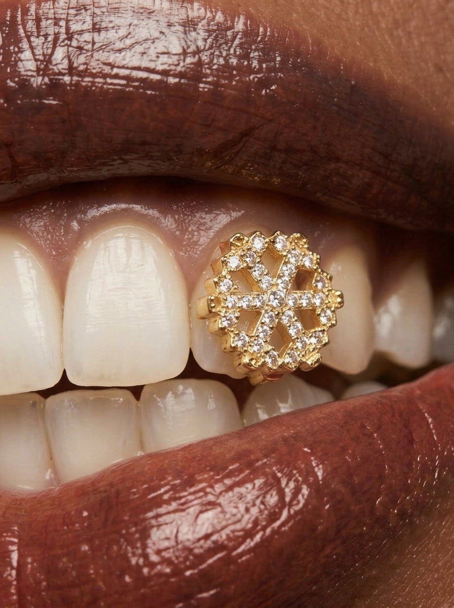 Crystal Snowflake Pavé Single-Tooth Grill