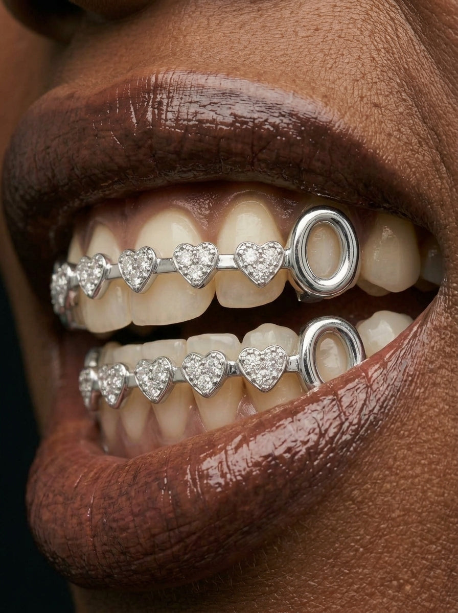 Crystal Heart Bar Tooth Grill Set