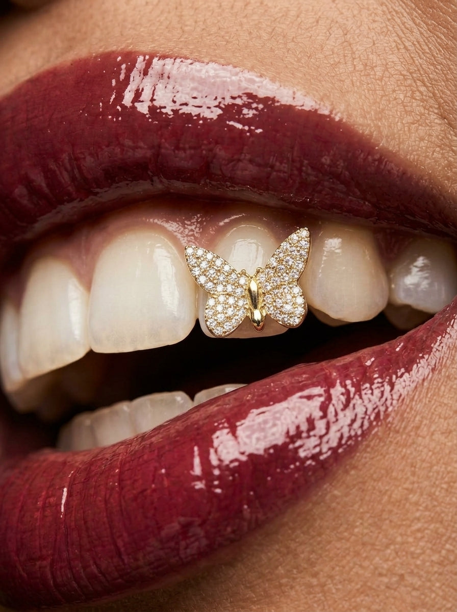 Butterfly Crystal Stone Tooth Grill
