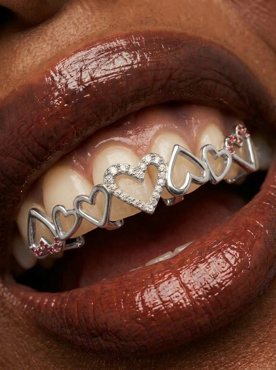 Crystal Heart Chain Tooth Grill